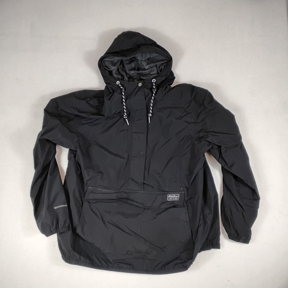 Eddie Bauer WeatherEdge Anorak Jacket Womens XL Black Hooded Pullover Jacket